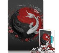 Adult Jigsaw Puzzles 1000 Yin-Yang Koi 1000 Piece Jigsaw,Challenging Game Gifts for Is Ideal As A Gift for The Whole Family (size 75x50cm)