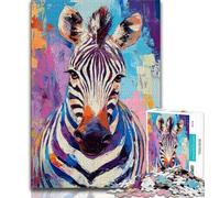 Adult Jigsaw Puzzles 1000 Zebra Oil Painting 1000 Pieces for Adults,for Educational Game Challenge Toy Unique Home Decor And Gifts (size 38x26cm)