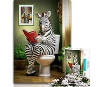 Adult Jigsaw Puzzles 1000 Zebra on The Toilet 1000 Piece Jigsaw,Challenging Game Gifts for Is Ideal As A Gift for The Whole Family (size 38x26cm)