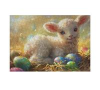 Adult Jigsaw Puzzles 1000pcs(38x26cm) Easter Lamb Puzzle for Adults Brain Teaser Game Analysis And Logic Educational Challenge 1000pcs(38x26cm)
