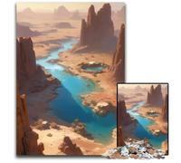 Adult Jigsaw Puzzles 1000Pieces Anime LoFi Landscape of Desert Oasis Difficult Puzzles for Adults Family Interactive Game Craft Gift with Colorful Artwork 1000 PCS(75x50cm)