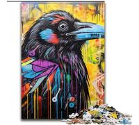 Adult Jigsaw Puzzles 1000Pieces Crow Graffiti Jigsaw Puzzle 1000Pieces Challenging Brain Teaser for Teenagers & Families (Size 26x38 cm)