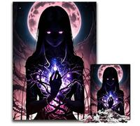 Adult Jigsaw Puzzles 1000Pieces Dark Anime Girl with Glowing Energy Difficult Puzzles for Adults Family Interactive Game Craft Gift with Colorful Artwork 1000 PCS(38x26cm)