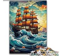 Adult Jigsaw Puzzles 1000Pieces Galaxy Pirate Ship Jigsaw Puzzles Challenging DIY Brain Teaser, Interactive Family Game (Size 26x38 cm)