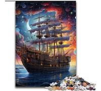 Adult Jigsaw Puzzles 1000Pieces Galaxy Pirate Ship Jigsaw Puzzles Challenging DIY Brain Teaser, Interactive Family Game (Size 26x38 cm)