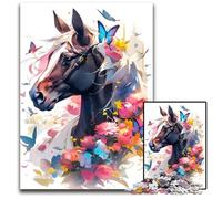 Adult Jigsaw Puzzles 1000Pieces Horse Botanical Hues Puzzles for Adults Perfect Home Or Office Decor Ideal 1000 PCS(75x50cm)