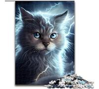 Adult Jigsaw Puzzles 1000Pieces Lightning Cosmic Cat Jigsaw Puzzle 1000Pieces Challenging Brain Teaser for Teenagers & Families (Size 26x38 cm)
