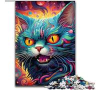 Adult Jigsaw Puzzles 1000Pieces Psychedelic Cat Adult Jigsaw Puzzles 1000Pieces Family Activity Game for Teenagers, Challenging Brain Teaser (Size 50x75 cm)