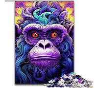 Adult Jigsaw Puzzles 1000Pieces Purple Monkey Jigsaw Puzzles Challenging DIY Brain Teaser, Interactive Family Game (Size 26x38 cm)