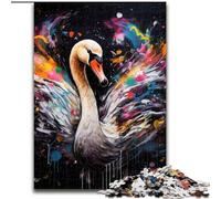 Adult Jigsaw Puzzles 1000Pieces Swan Graffiti Painting Adult Jigsaw Puzzles 1000Pieces Family Activity Game for Teenagers, Challenging Brain Teaser (Size 26x38 cm)