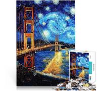 Adult Jigsaw Puzzles 2000 Pieces Golden Gate Bridge Starry Night Made of cardboard，for age 14+ wall decoration Funny gift。size：70x100cm/27.5x39.3inch