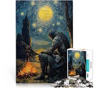 Adult Jigsaw Puzzles 2000 Pieces Knight By The Bonfire Made of cardboard,Suitable for ages 14 and up Home Decoration Gifts Unique Home Decorations and Gifts。size:70x100cm/27.5x39.3inch