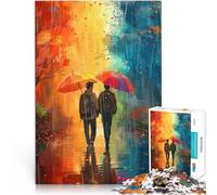 Adult Jigsaw Puzzles 2000 Pieces Love in the Rain Made of cardboard，for ages 14 and over Improve memory Artists' Collection, Fine Arts。size：70x100cm/27.5x39.3inch