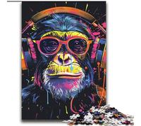 Adult Jigsaw Puzzles 2000 Pieces Monkey with Headphones Help The Brain Exercise Addictive Toys to Cultivate Patience Perfect Decoration 70x100cm