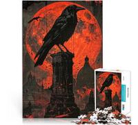Adult Jigsaw Puzzles 2000 Pieces Raven and the blood moon Made of cardboard for and from 14 years and over Educational Games Home Decoration game. Games Toys Gift。size：70x100cm/27.5x39.3inch