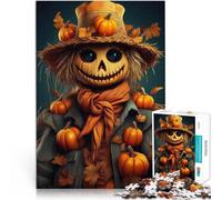 Adult Jigsaw Puzzles 2000 Pieces Smiling Scarecrow With Pumpkins Made of cardboard,for and from 14 years and over Family Fun Wish List with Santa Claus。size:70x100cm/27.5x39.3inch