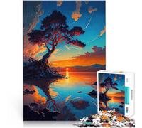 Adult Jigsaw Puzzles 2000 Pieces Sunset Island with Tree Stressabbau-Spielzeug Geeignet für die Schreibtischdekoration70x100cm