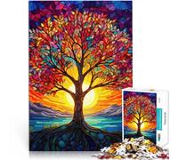 Adult Jigsaw Puzzles 2000 Pieces Vibrant Stained Glass Tree Made of cardboard,Suitable for ages 14 and up with completely interconnected pieces of random shape A work of art。size:70x100cm