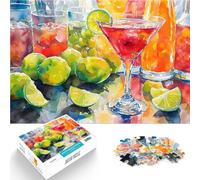 Adult Jigsaw Puzzles 2000 Pieces Watercolor Cocktail Still Life Für Familienspaß mit passendem Poster und Quizblatt70x100cm