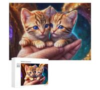 Adult Jigsaw Puzzles 300 PCS Adorable Kitten Duo in Hand Jigsaw for Adults Relax Games Presents for Women Birthday Present, Gifts, 300 PCS