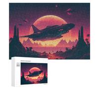 Adult Jigsaw Puzzles 300 PCS Alien Spaceship Over Desert Planet Puzzle for Adults Brain Teaser Game Wall Decoration Birthday Present, Gifts, 300 PCS
