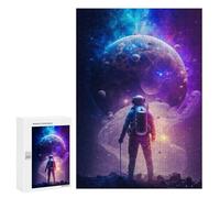 Adult Jigsaw Puzzles 300 PCS Astronaut Gazing at Planets Jigsaw for Adults Relaxing Games A Work of Art Birthday Present, Gifts, 300 PCS