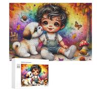 Adult Jigsaw Puzzles 300 PCS Autumn Adventure with Puppy Jigsaw for Adults Relax Games Presents for Women Birthday Present, Gifts, 300 PCS