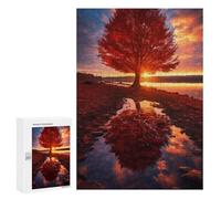 Adult Jigsaw Puzzles 300 PCS Autumn Sunset Reflections Jigsaw Puzzles for Adults Stress Reliever Challenging To Complete Brainteaser Family Games 300 PCS