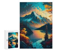 Adult Jigsaw Puzzles 300 PCS Autumnal Lake Reflections Jigsaw for Adults Relax Games Presents for Women Birthday Present, Gifts, 300 PCS