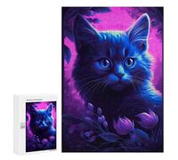 Adult Jigsaw Puzzles 300 PCS Cat Kitten Purple Sky Teenagers Puzzles Toy Wall Decor Pattern Assembly Gifts for Friends And Family 300 PCS