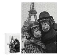 Adult Jigsaw Puzzles 300 PCS Chimpanzee Couple Paris Teenagers Puzzles Toy Wall Decor Pattern Assembly Gifts for Friends And Family 300 PCS