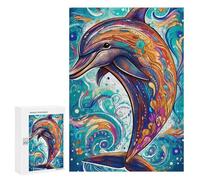 Adult Jigsaw Puzzles 300 PCS Colorful Abstract Dolphin Art Puzzles for Adults Hands-on Game Enhance Memory Gifts for Friends And Family 300 PCS