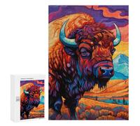 Adult Jigsaw Puzzles 300 PCS Colorful Bison Landscape Puzzles for Adults Hands-on Game Enhance Memory Gifts for Friends And Family 300 PCS