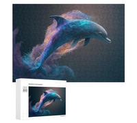 Adult Jigsaw Puzzles 300 PCS Colorful Cosmic Dolphin Dance Puzzle for Adults Brain Teaser Game Wall Decoration Birthday Present, Gifts, 300 PCS