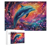 Adult Jigsaw Puzzles 300 PCS Colorful Dolphin Dance -2 Jigsaw for Adults Relax Games Presents for Women Birthday Present, Gifts, 300 PCS