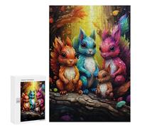 Adult Jigsaw Puzzles 300 PCS Colorful Forest Squirrels Puzzle for Adults Brain Teaser Game Wall Decoration Birthday Present, Gifts, 300 PCS