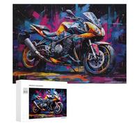 Adult Jigsaw Puzzles 300 PCS Colorful Motorcycle Artwork Puzzle for Adults Brain Teaser Game Wall Decoration Birthday Present, Gifts, 300 PCS