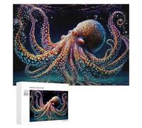Adult Jigsaw Puzzles 300 PCS Colorful Octopus Swimming in Water Puzzle for Adults Brain Teaser Game Wall Decoration Birthday Present, Gifts, 300 PCS