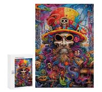 Adult Jigsaw Puzzles 300 PCS Colorful Skull Pirate Artwork Jigsaw for Adults Relax Games Presents for Women Birthday Present, Gifts, 300 PCS