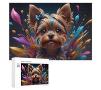 Adult Jigsaw Puzzles 300 PCS Colorful Yorkshire Terrier Portrait Puzzles for Adults Hands-on Game Enhance Memory Gifts for Friends And Family 300 PCS