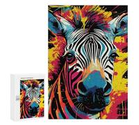 Adult Jigsaw Puzzles 300 PCS Colorful Zebra Artwork -1 Puzzle for Adults Brain Teaser Game Wall Decoration Birthday Present, Gifts, 300 PCS