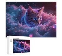 Adult Jigsaw Puzzles 300 PCS Cosmic Cat in Clouds Jigsaw for Adults Relax Games Presents for Women Birthday Present, Gifts, 300 PCS