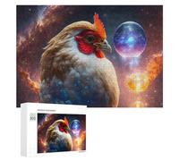 Adult Jigsaw Puzzles 300 PCS Cosmic Chicken in Space Puzzles for Adults Hands-on Game Enhance Memory Gifts for Friends And Family 300 PCS