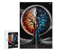 Adult Jigsaw Puzzles 300 PCS Cosmic Tree of Fire And Ice Teenagers Puzzles Toy Wall Decor Pattern Assembly Gifts for Friends And Family 300 PCS