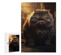 Adult Jigsaw Puzzles 300 PCS Dark Evil Funny Fat Cat Jigsaw for Adults Relaxing Games Birthday Present Great Gift for Gaming 300 PCS