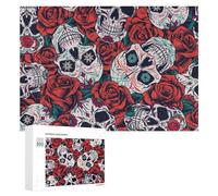 Adult Jigsaw Puzzles 300 PCS Day of The Dead Sugar Skulls Puzzle for Adults Brain Teaser Game Wall Decoration Birthday Present, Gifts, 300 PCS