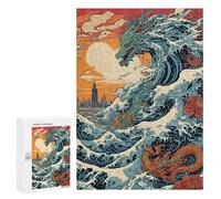 Adult Jigsaw Puzzles 300 PCS Dragon Wave Japan Teenagers Puzzles Toy Wall Decor Pattern Assembly Gifts for Friends And Family 300 PCS
