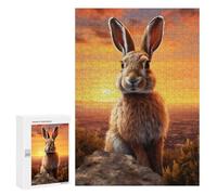Adult Jigsaw Puzzles 300 PCS Easter Bunny At Sunrise Jigsaw for Adults Relaxing Games Birthday Present Great Gift for Gaming 300 PCS