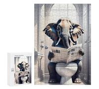 Adult Jigsaw Puzzles 300 PCS Elephant Reading Newspaper in Bathroom Puzzles for Adults Hands-on Game Enhance Memory Gifts for Friends And Family 300 PCS