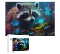 Adult Jigsaw Puzzles 300 PCS Enchanted Forest Raccoon Puzzles for Adults Hands-on Game Enhance Memory Gifts for Friends And Family 300 PCS